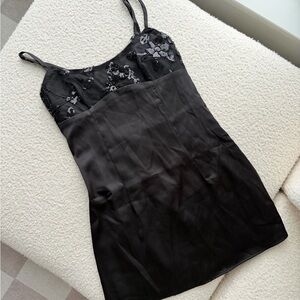 Elegant Black Lace Slip Dress